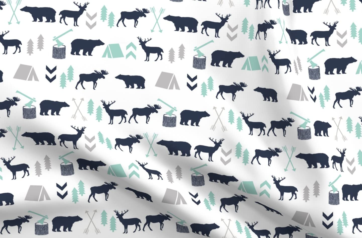 Woodland Forest Animal Boho Camping Print Minky Fabric - Soft Plush Fat Quarter for Baby Blankets, Quilt Backing & Sewing Projects - Perfect for Nursery Decor, DIY Crafts & Cozy Home Accessories