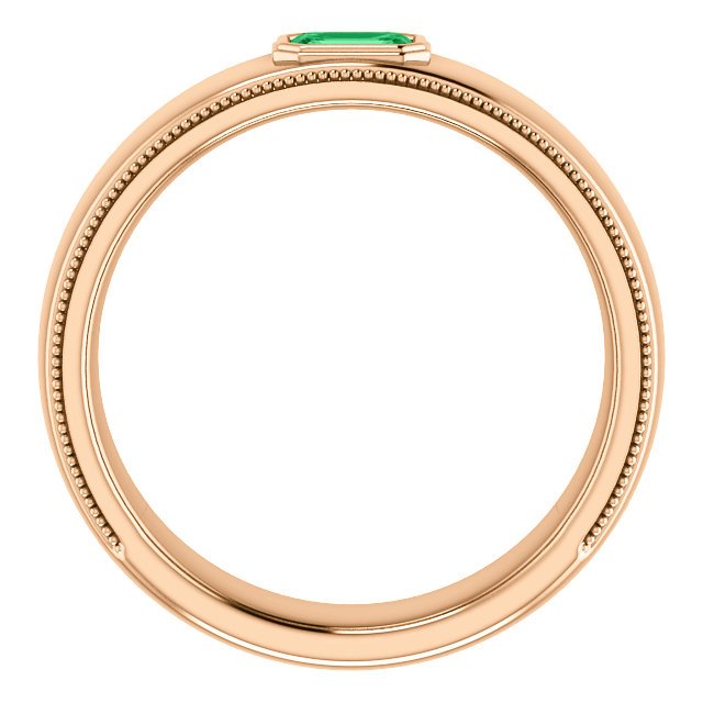 14KT Gold Men's Emerald Ring - 3/10 CT Bezel Set Wedding Band for Engagement, Anniversary & Special Occasions
