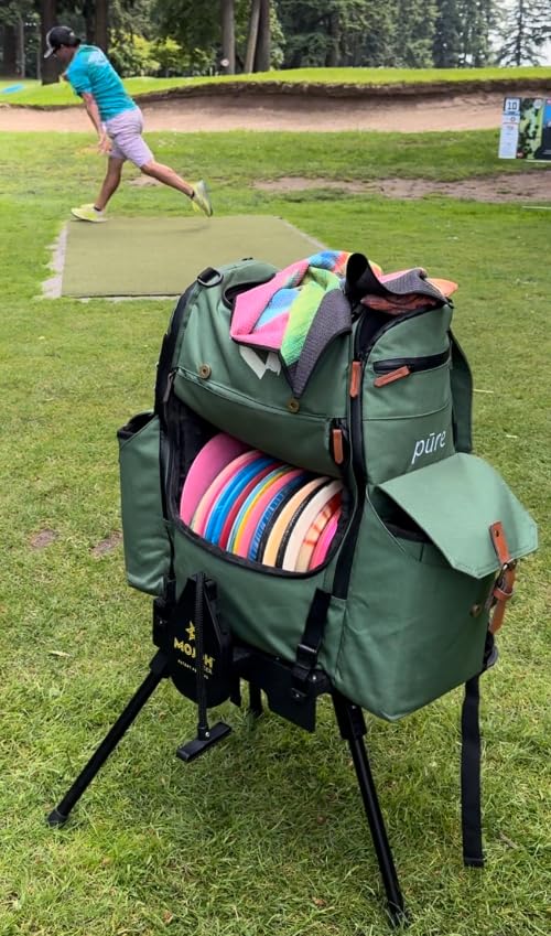 Premium Disc Golf Bag Stand – Lightweight & Ergonomic for Squatch, Grip EQ, Dynamic Discs | Best Golf Accessory Gift | Perfect for Tournaments, Practice & Cart-Free Play