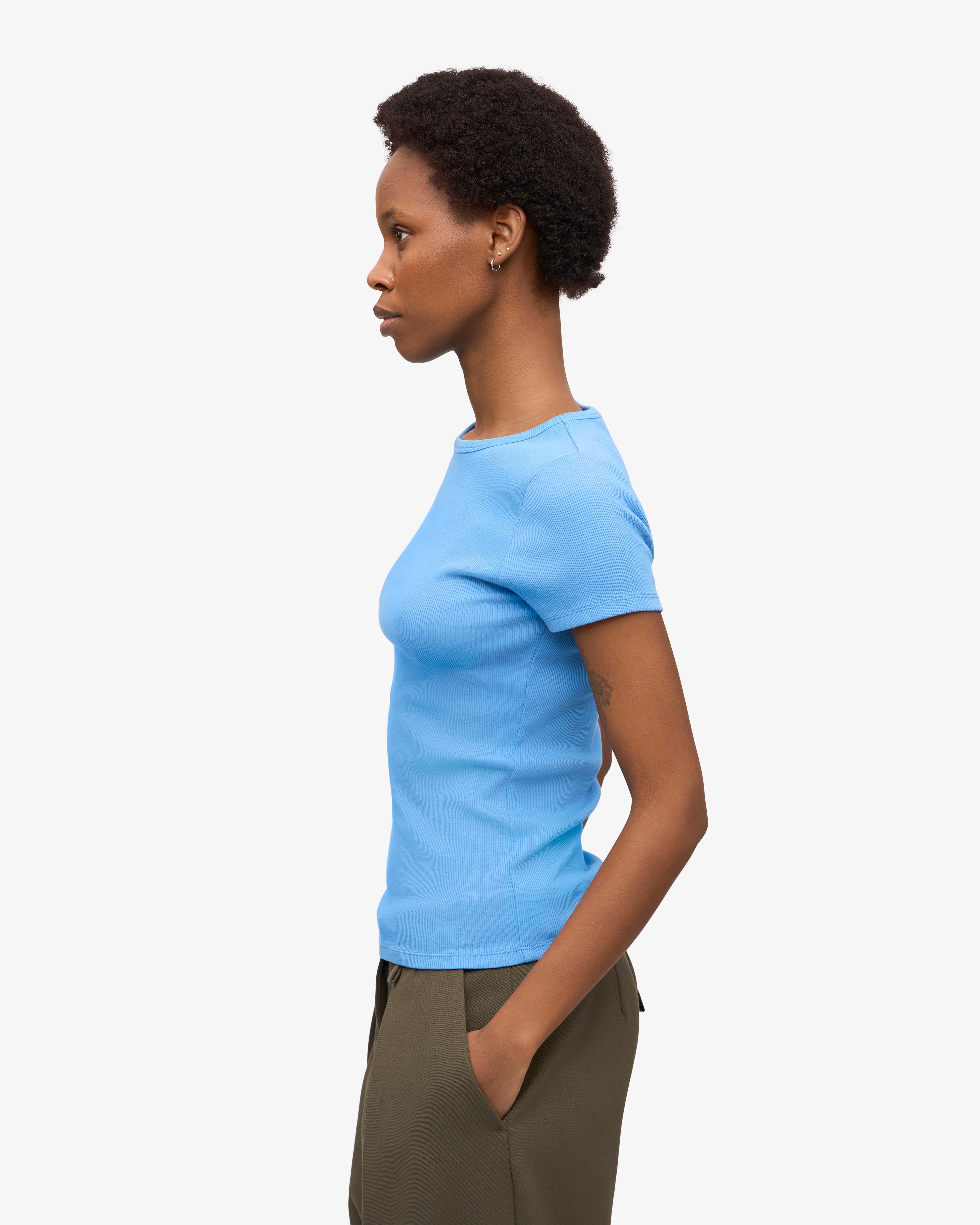 Organic Cotton Ribbed T-Shirt for Men & Women - Deep Black - Soft & Comfortable Casual Wear for Everyday Outfits & Layering