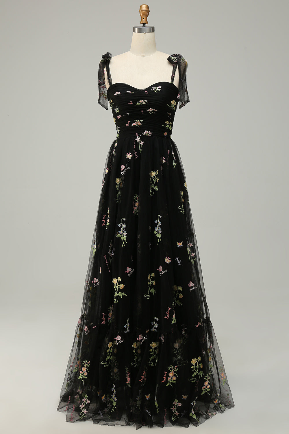 Elegant A-Line Spaghetti Straps Champagne Prom Dress with Floral Appliques - Perfect for Homecoming, Formal Dances & Special Occasions