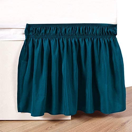 Premium Wrap Around Elastic Bed Skirt - 800 Thread Count Cotton Dust Ruffle with 3-Sided Fabric for King Size Beds (15