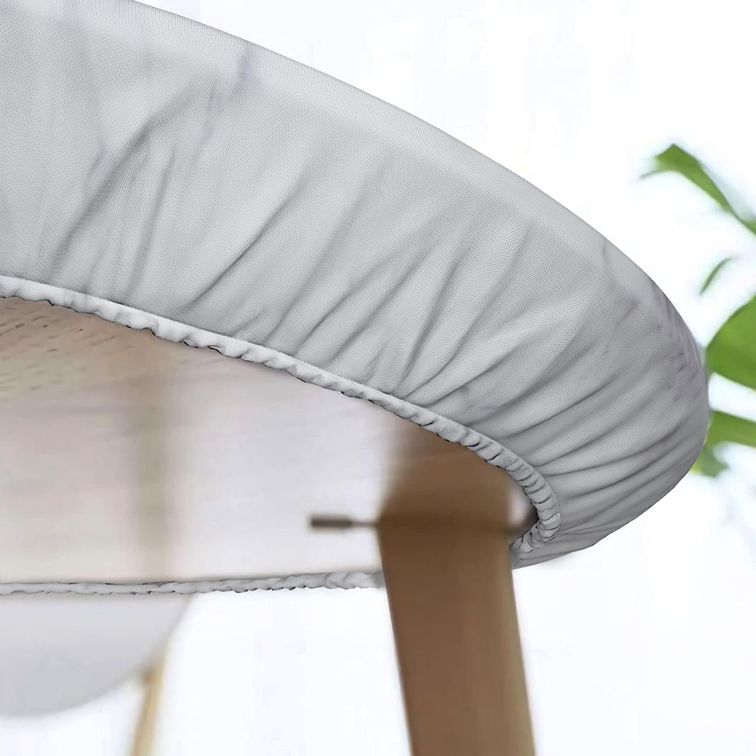 Fiokroo White Marble Texture Elastic Edge Round Tablecloth - Washable & Reusable Kitchen Dining Table Cover for Party, Picnic, Wedding (Small) - Perfect for Indoor Gatherings and Outdoor Events