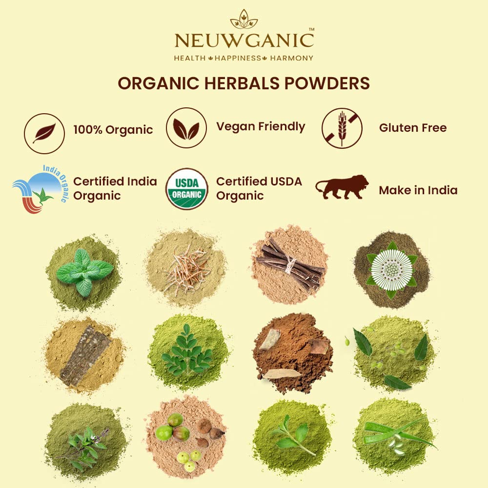 Neuwganic Organic Bhringraj Powder - USDA & India Organic Certified - Promotes Hair Growth - 200g (Pack of 1) - Perfect for DIY Hair Masks & Herbal Hair Oil Treatments