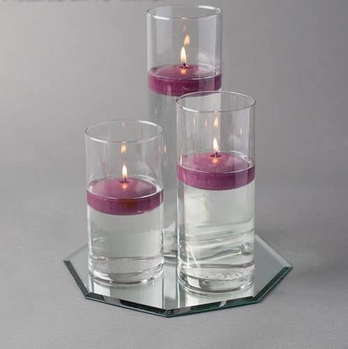 Eastland Octagon Mirror & Cylinder Vases Centerpiece Set with Richland Floating Candles - 48 Piece Wedding/Event Decor (16