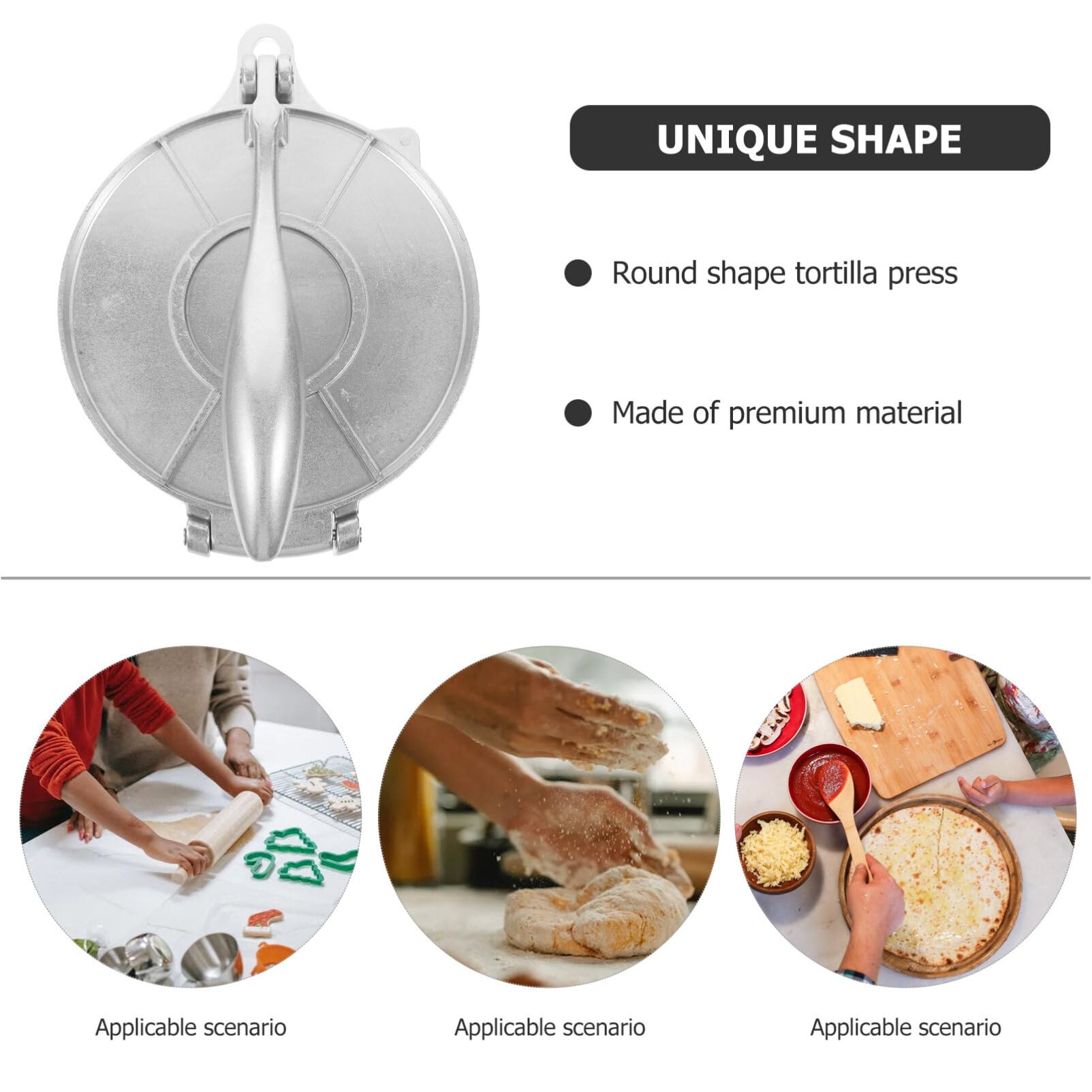 8 Inch Aluminum Tortilla Press - Manual Roti Maker, Dough Press for Quesadillas, Empanadas, Chapati & Pizza Dough - Heavy Duty Silver Tortilla Maker for Authentic Mexican & Indian Cooking at Home