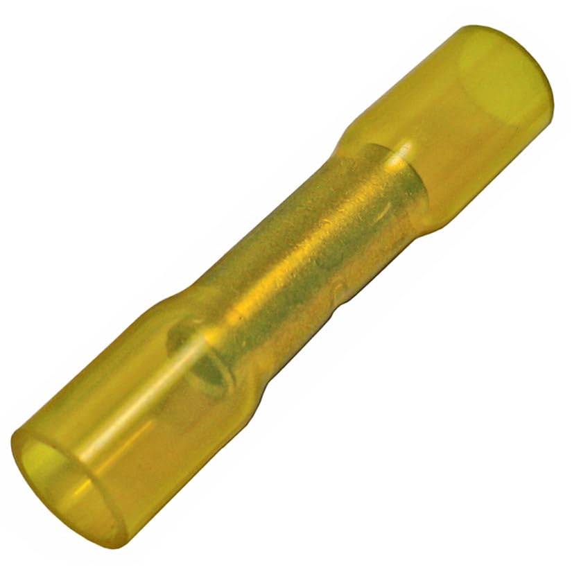 2270PT Crimp & Heat Shrink Nylon Butt Connector - 12-10 AWG (Yellow), 5-Pack - Waterproof Electrical Connectors for Automotive, Marine & DIY Wiring Projects