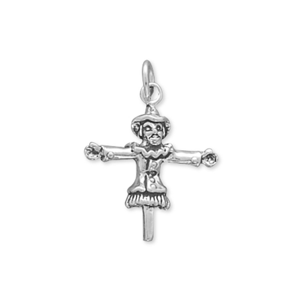 Scarecrow Gardening Charm Sterling Silver - Handmade in USA | Perfect for Garden Decor, Jewelry Gifts & Nature Lovers