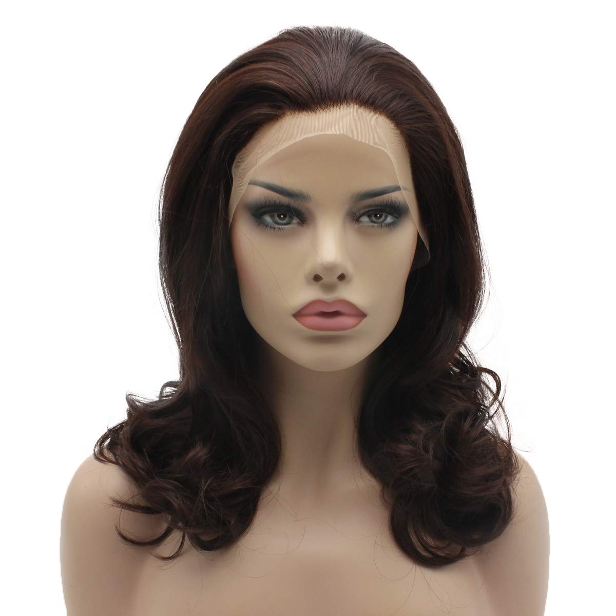 Lace Front Synthetic Medium Length Auburn Wig - Half Hand Tied Heat Resistant Realistic Hairpiece for Women | Perfect for Cosplay, Daily Wear & Special Occasions