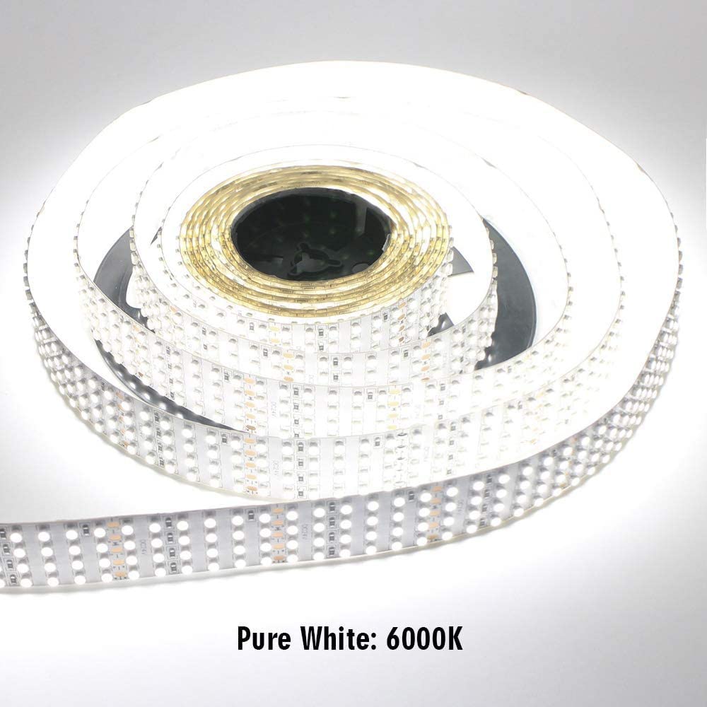 Quad Row LED Strip Lights - 24VDC 3528SMD 146LEDs/Ft High CRI 95 - Ultra Bright Flexible LED Tape Lights - 1,170 Lumens/Ft - 2400 LEDs 16.4Ft Roll - Perfect for Photography Lighting, Home Decoration & Commercial Display (White 6000K)
