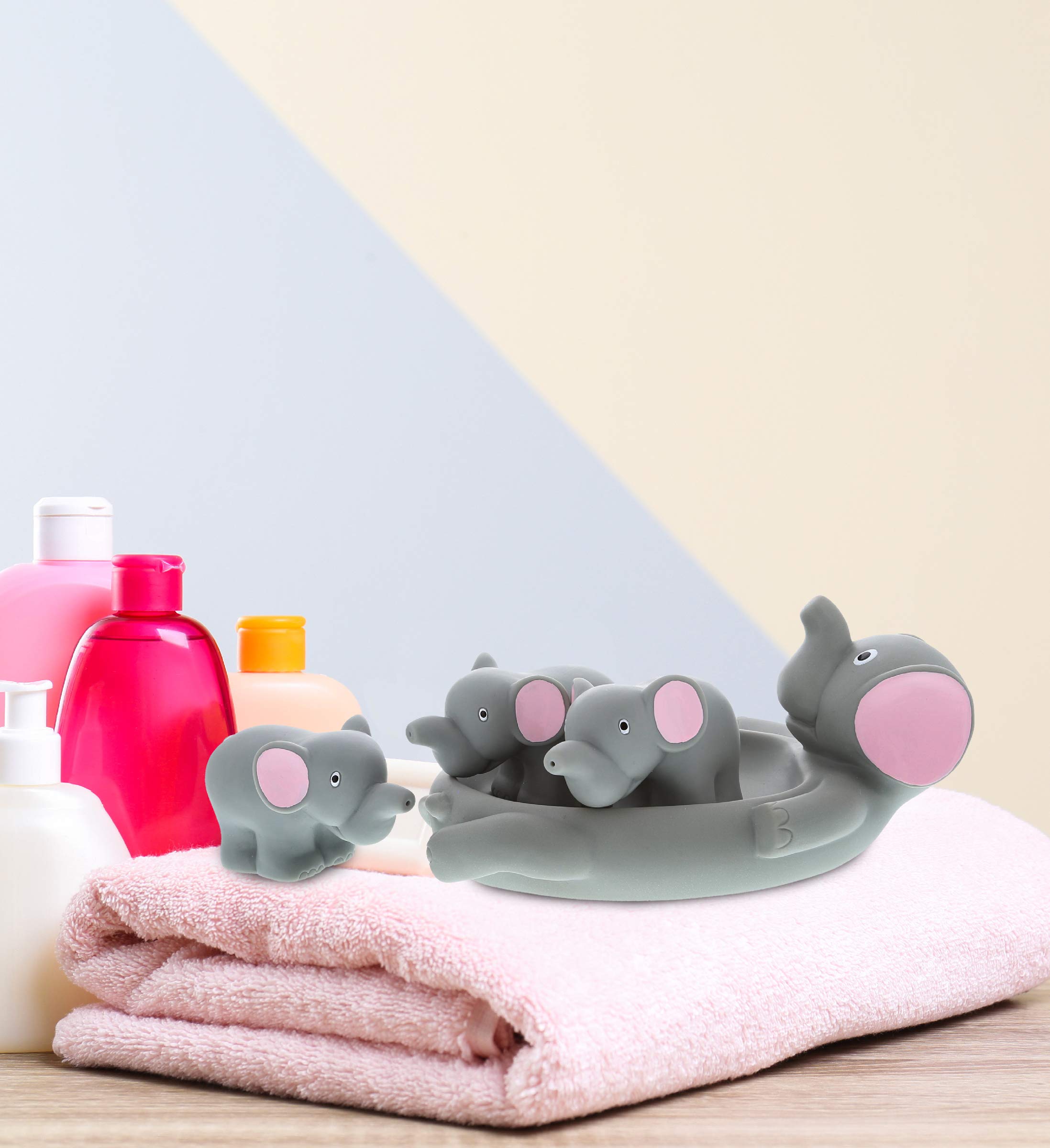 DolliBu Elephant Family Animal Bath Squirters - 4 Piece Rubber Bath Toy Set for Kids, Floating Water Squirt Toys for Bathtime & Pool Fun, Safe BPA-Free Bath Toys for Toddlers Boys & Girls (Gray Elephant) - Perfect for Sensory Play, Bath Time Learning & Outdoor Water Activities