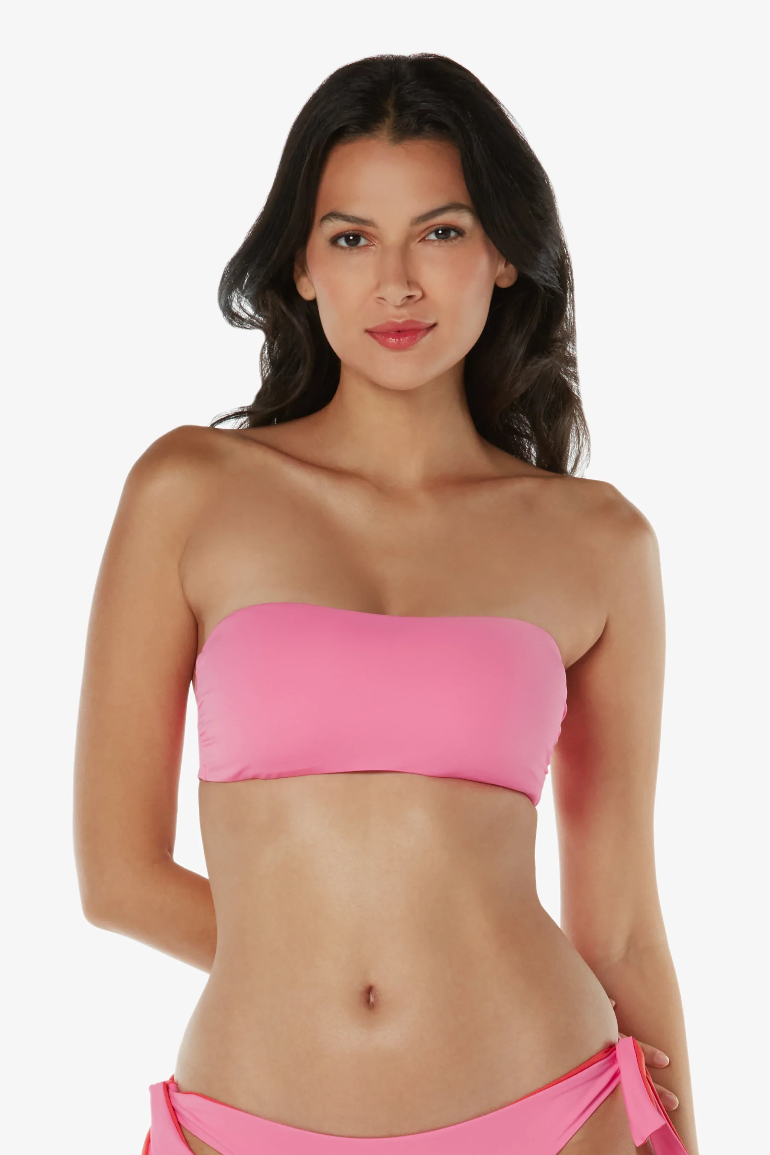 Pink Coral Bandeau Top for Women - Sexy Strapless Crop Top for Summer, Beach, and Party Wear