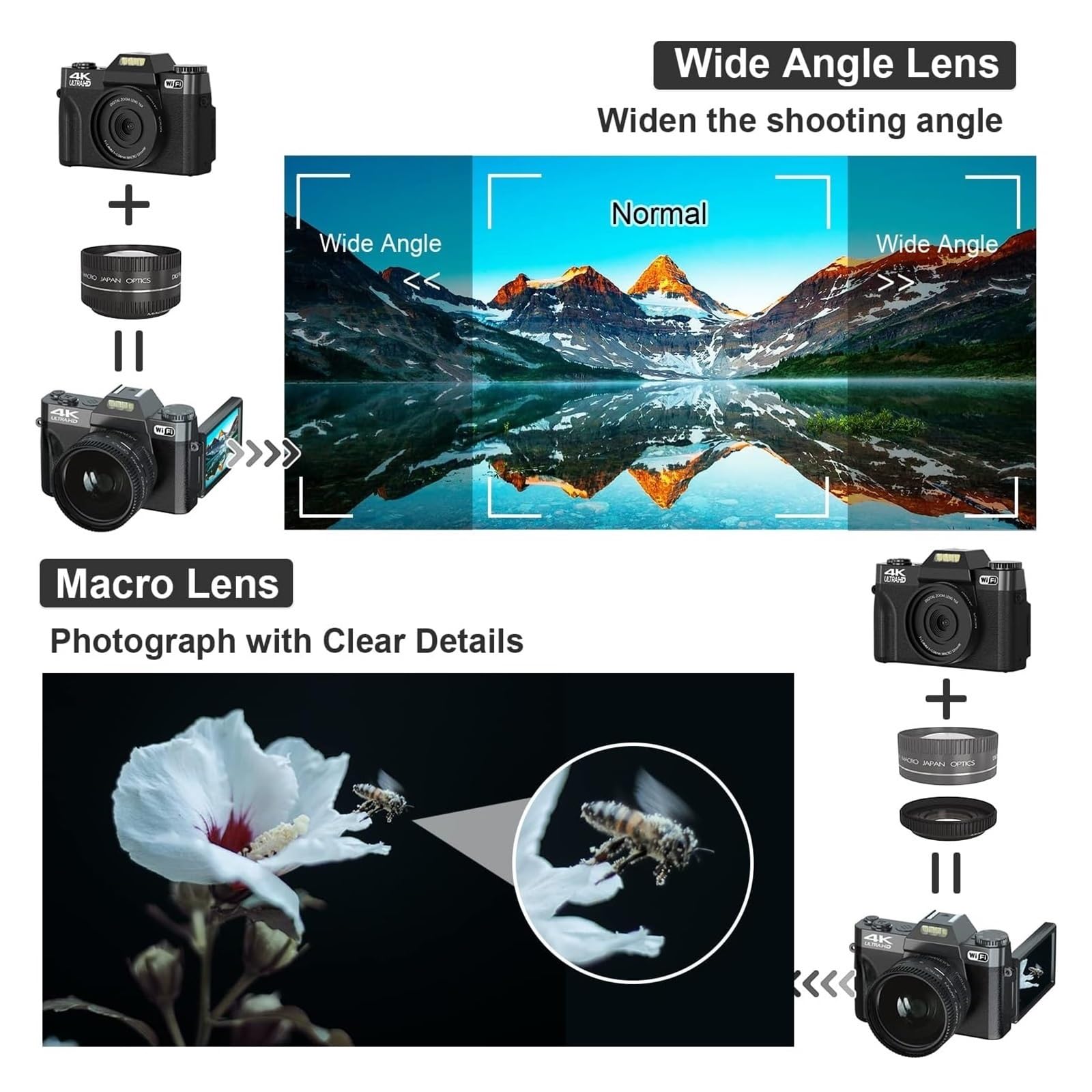 4K WiFi Vlogging Camera with Flip Screen - 48MP Compact Digital Camcorder for YouTube & Travel