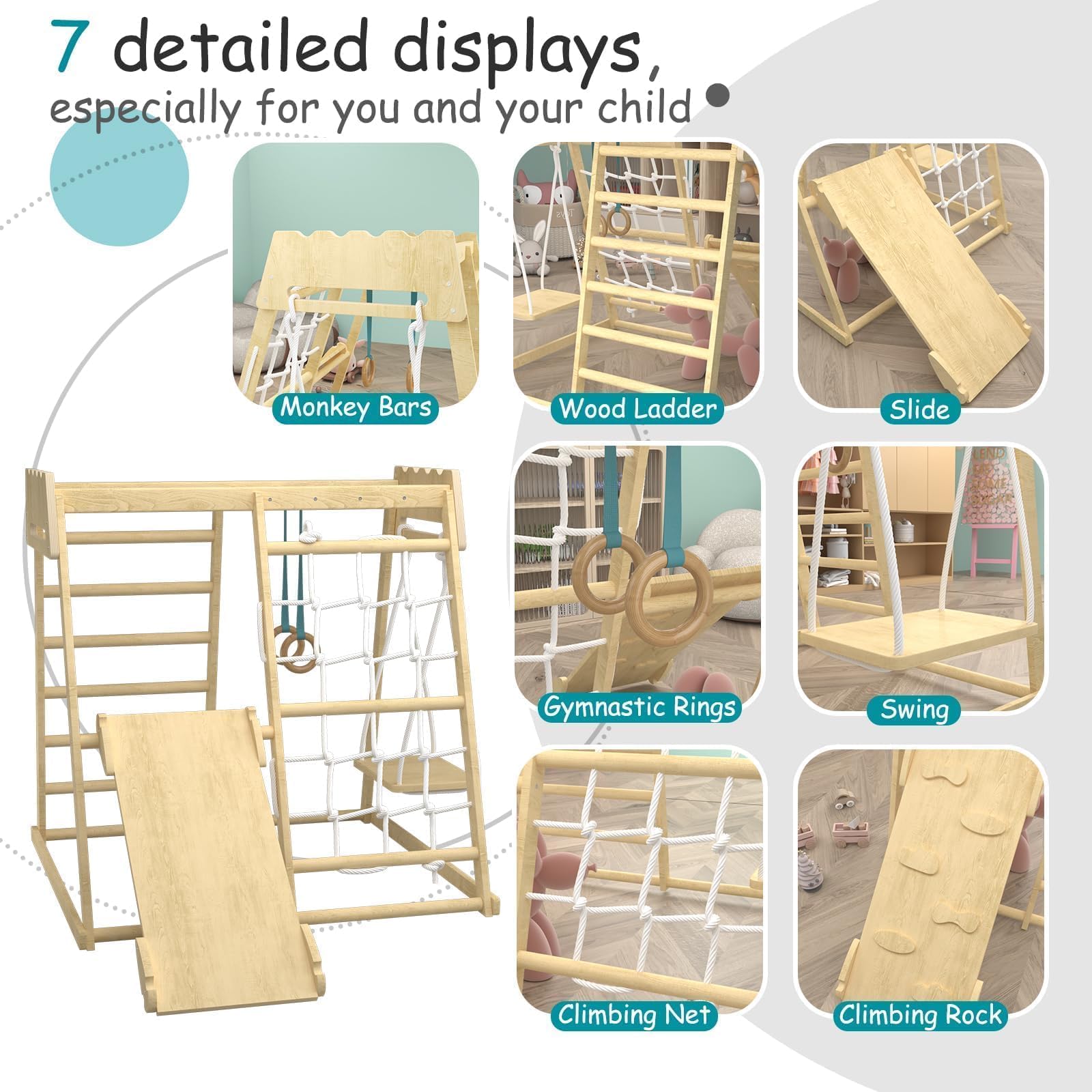 Best Indoor Jungle Gym for Toddlers - Multifunctional Playground with Tent, Slide, Swing & Climbing Net | Montessori Climber Playset for Kids | Perfect for Home Playrooms, Daycares & Indoor Activities
