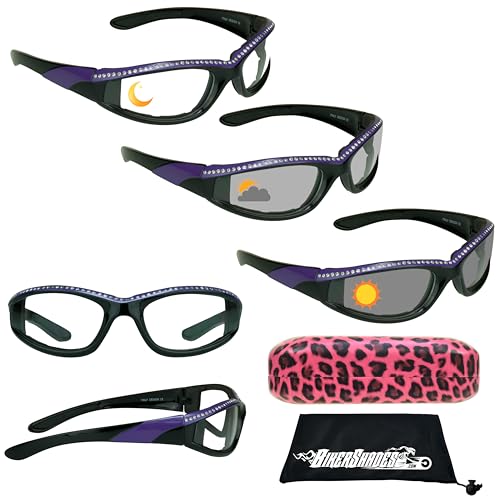 Purple - Clear to Grey W/ Cheetah Zipper Case