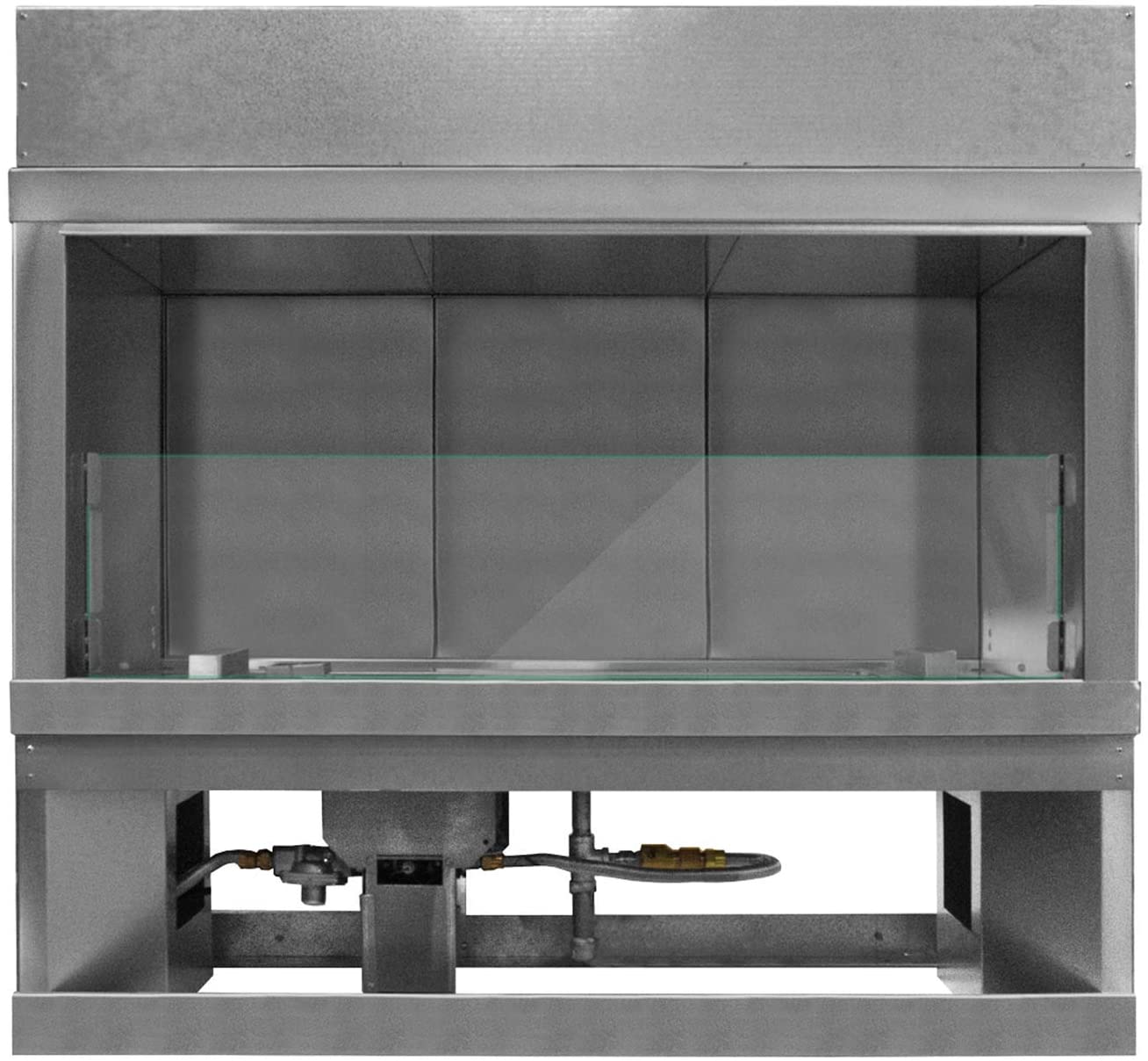 Firegear Kalea Bay 48 Inch Electric Fireplace with LED Lights & Fire Glass - Modern Indoor Heating Solution for Living Room, Bedroom, and Office (Model: OFP 48LECO NLED)