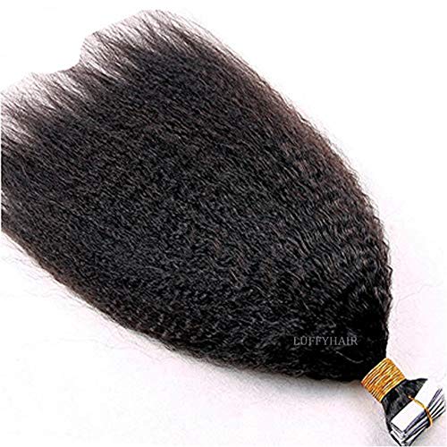 30 Inch Long Kinky Straight Tape in Hair Extensions 40pcs - Brazilian Coarse Yaki Skin Wefts Bulk for Women (18 Inch 40pcs, Color 4 Dark Brown) | Perfect for Styling, Volume Boost & Everyday Wear