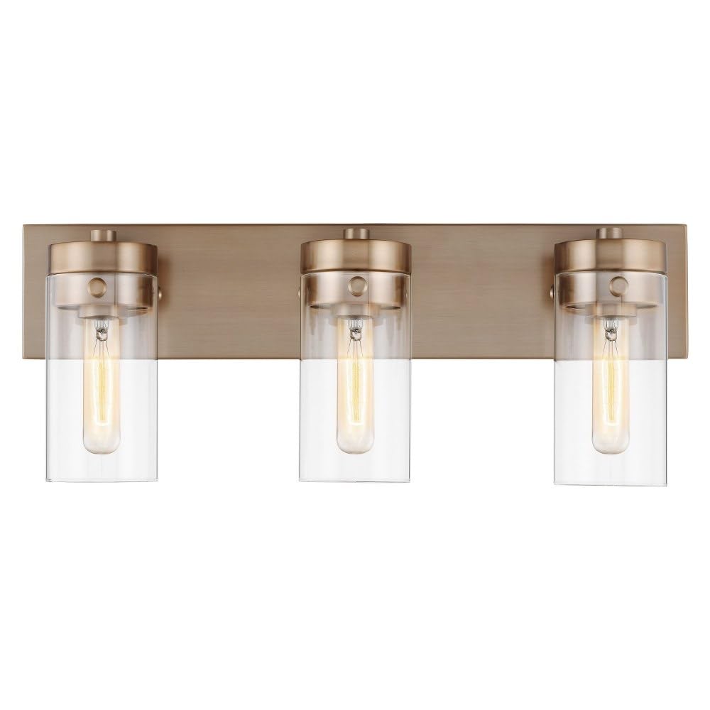 Nuvo Lighting Intersection 3-Light Bathroom Vanity in Burnished Brass - Perfect for Modern Bathrooms, Powder Rooms & Home Decor