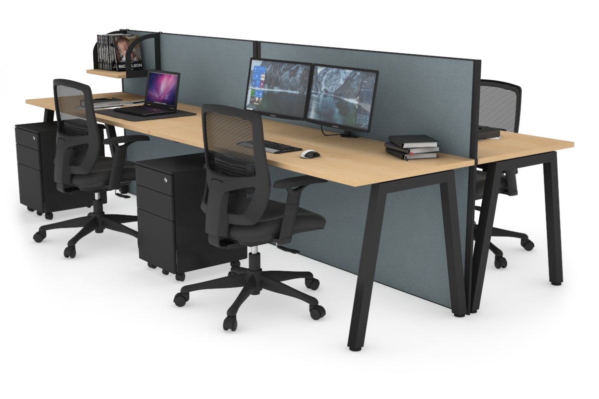 Horizon Quadro 4-Person Office Workstation Bench with A-Legs - 1800L x 700W Dimensions - Perfect for Collaborative Workspaces, Coworking Offices, and Team Projects
