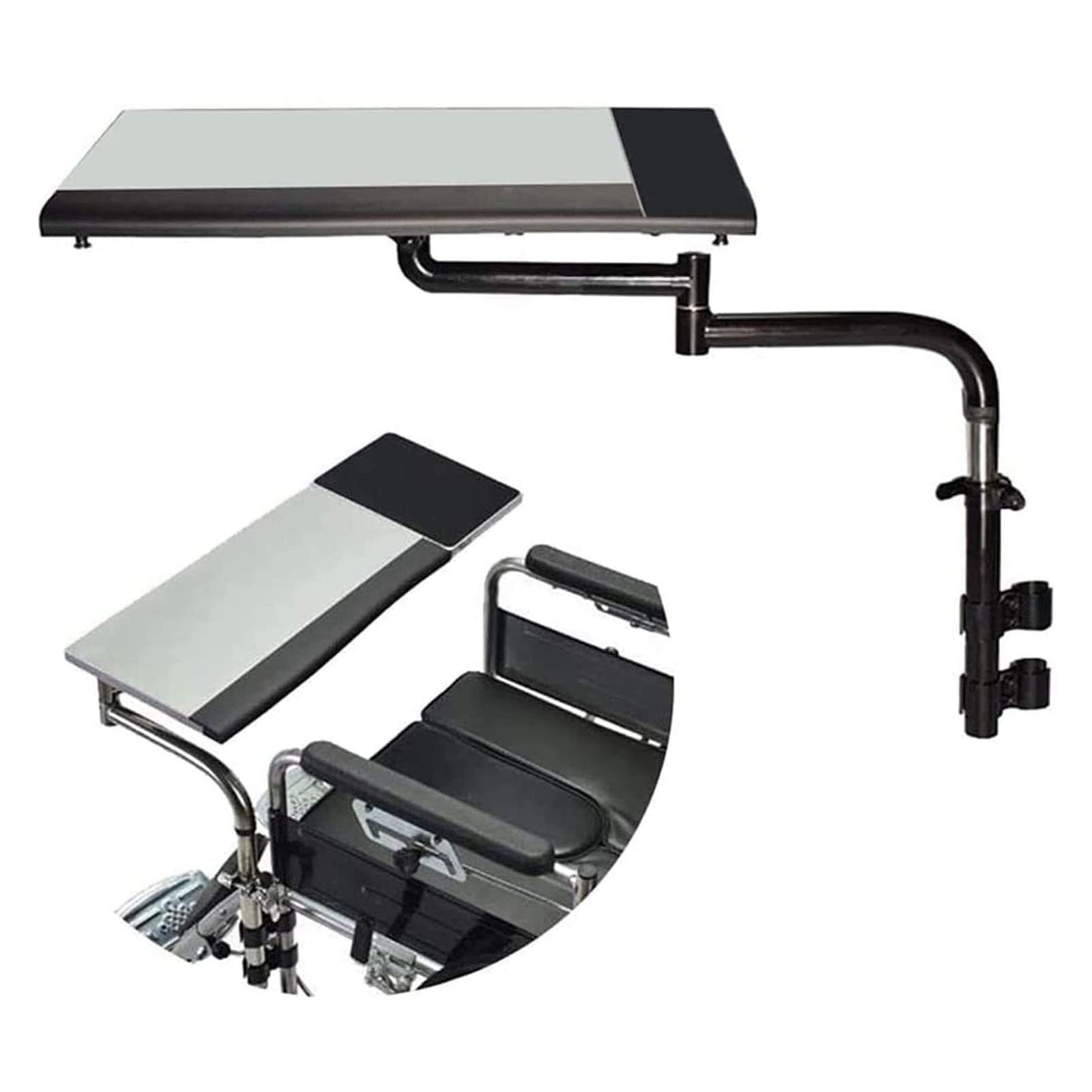Adjustable Wheelchair Lap Tray - Portable Folding Dining & Laptop Table for Patients - Rotating Lift Tray for Writing, Reading & Eating - Ideal for Home Care, Hospitals and Mobility Assistance