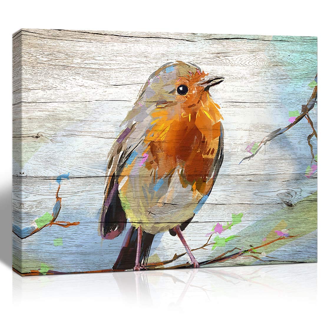 QTESPEII Framed Watercolor Bird Canvas Wall Art - 12
