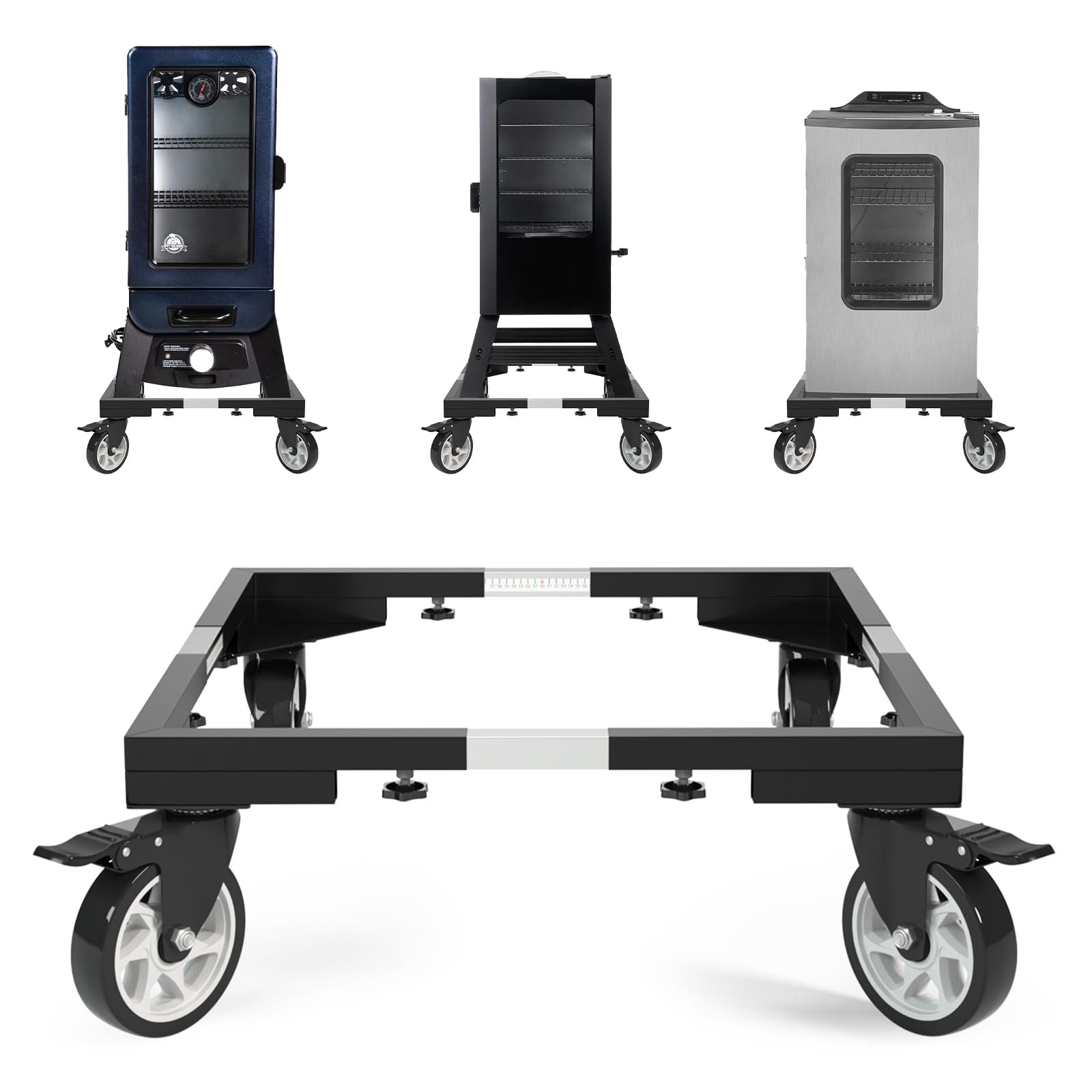 Ezonk 5-Inch Heavy Duty All-Steel Caster Wheels - Universal Mobile Stand for Electric Smokers, Vertical Smokers & Digital Smokers | Perfect for BBQ, Outdoor Cooking & Backyard Grilling