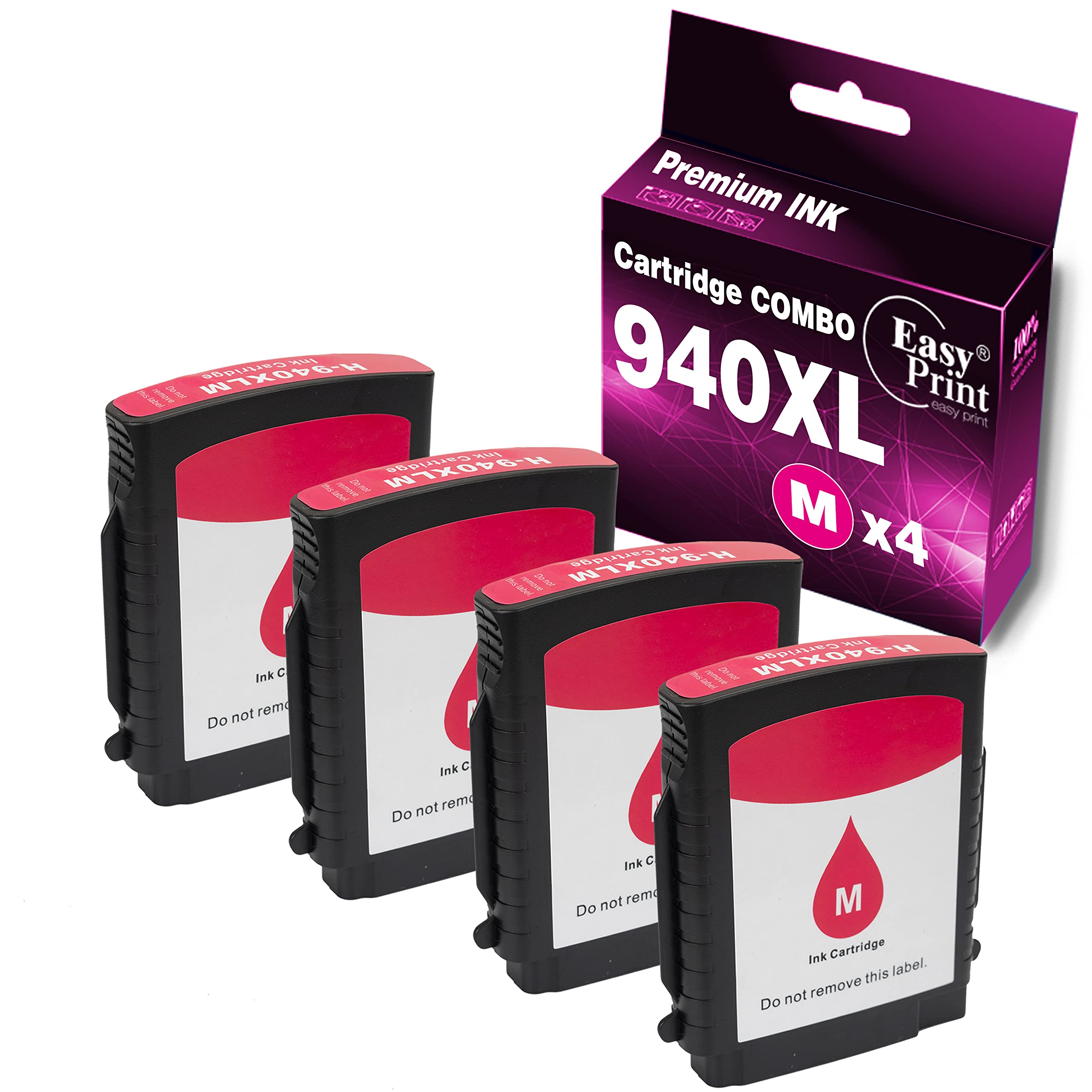 EASYPRINT Compatible HP 940 940XL Ink Cartridge Replacement for Officejet Pro 8000/8500/8500A Printers - 4 Pack Magenta | High-Quality Printing for Home Office & Business Documents