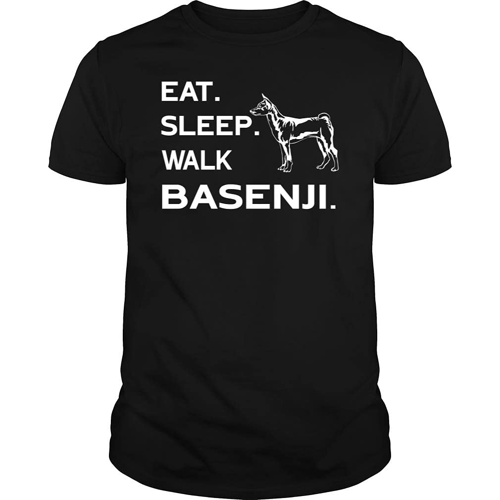 Eat Sleep Walk Basenji T-Shirt - Unisex Cotton Tee for Dog Lovers | Casual Wear, Gifts for Pet Owners, Dog Walking Outfits