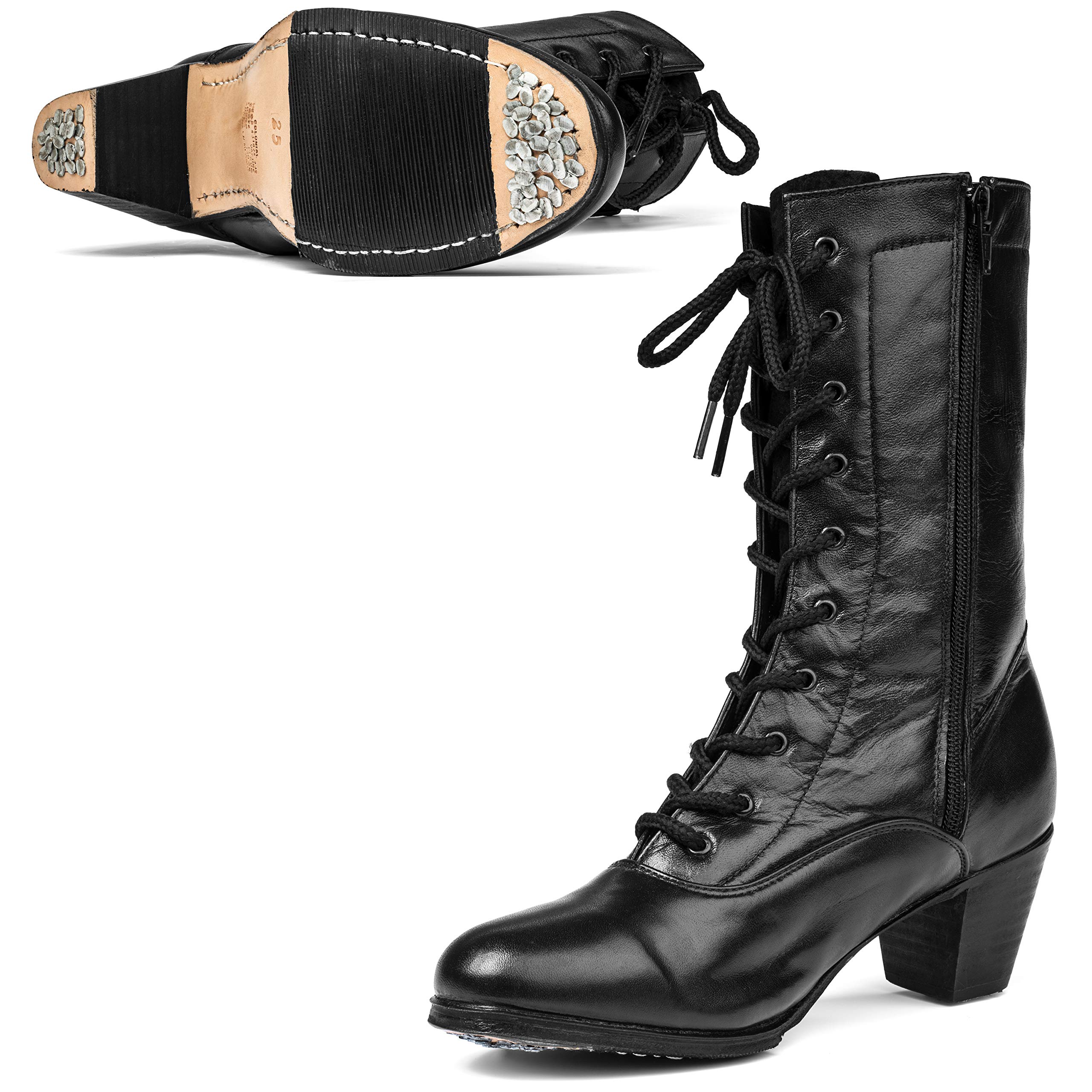 Colonial 129 Women's Folklorico Adelita Dance Boots with Nails - 5cm Heel Mexican Traditional Dance Shoes for Performances & Cultural Events