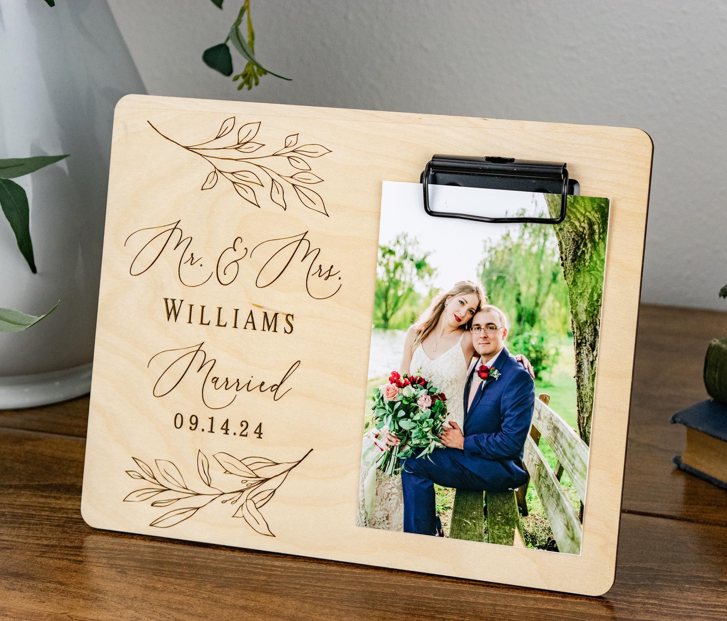 Handmade Personalized Wedding Picture Frame - Custom Engraved Anniversary Gift for Couples, Newlyweds & Bridal Shower - Perfect for Home Decor, Wedding Albums & Romantic Keepsakes