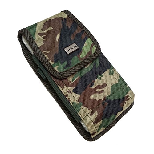 AISCELL Belt Holster Metal Clip Case - Rugged Camouflage Nylon Pouch for iPhone 16 Pro Max/Plus, 15 Pro Max/Plus, 14 Pro Max/Plus, 13 Pro Max, 12 Pro Max - Compatible with Bulky Protective Cases | Perfect for Outdoor Activities, Hiking, Construction Work & Tactical Use