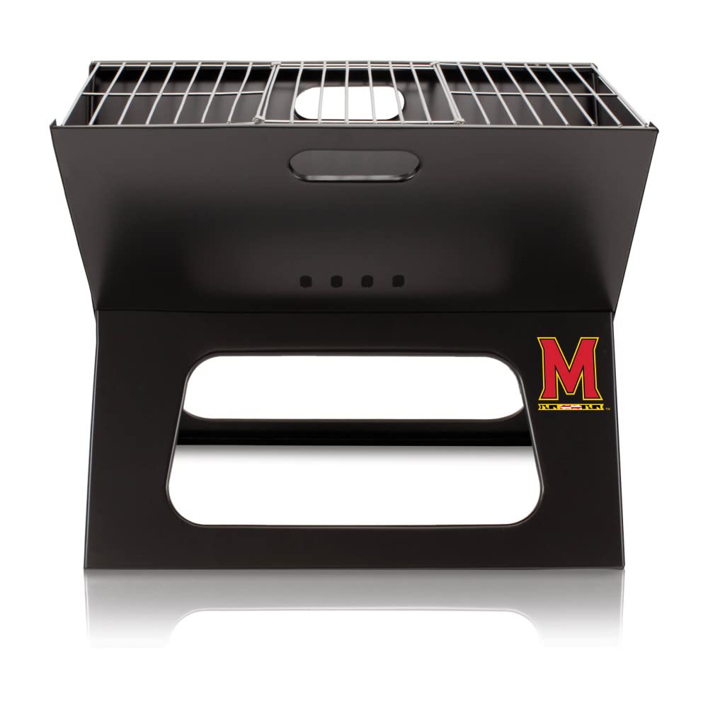 PICNIC TIME NCAA Maryland Terrapins X-Grill Portable Charcoal Grill for Camping, Tailgating, Backyard BBQs & Outdoor Cooking - Compact & Lightweight Design