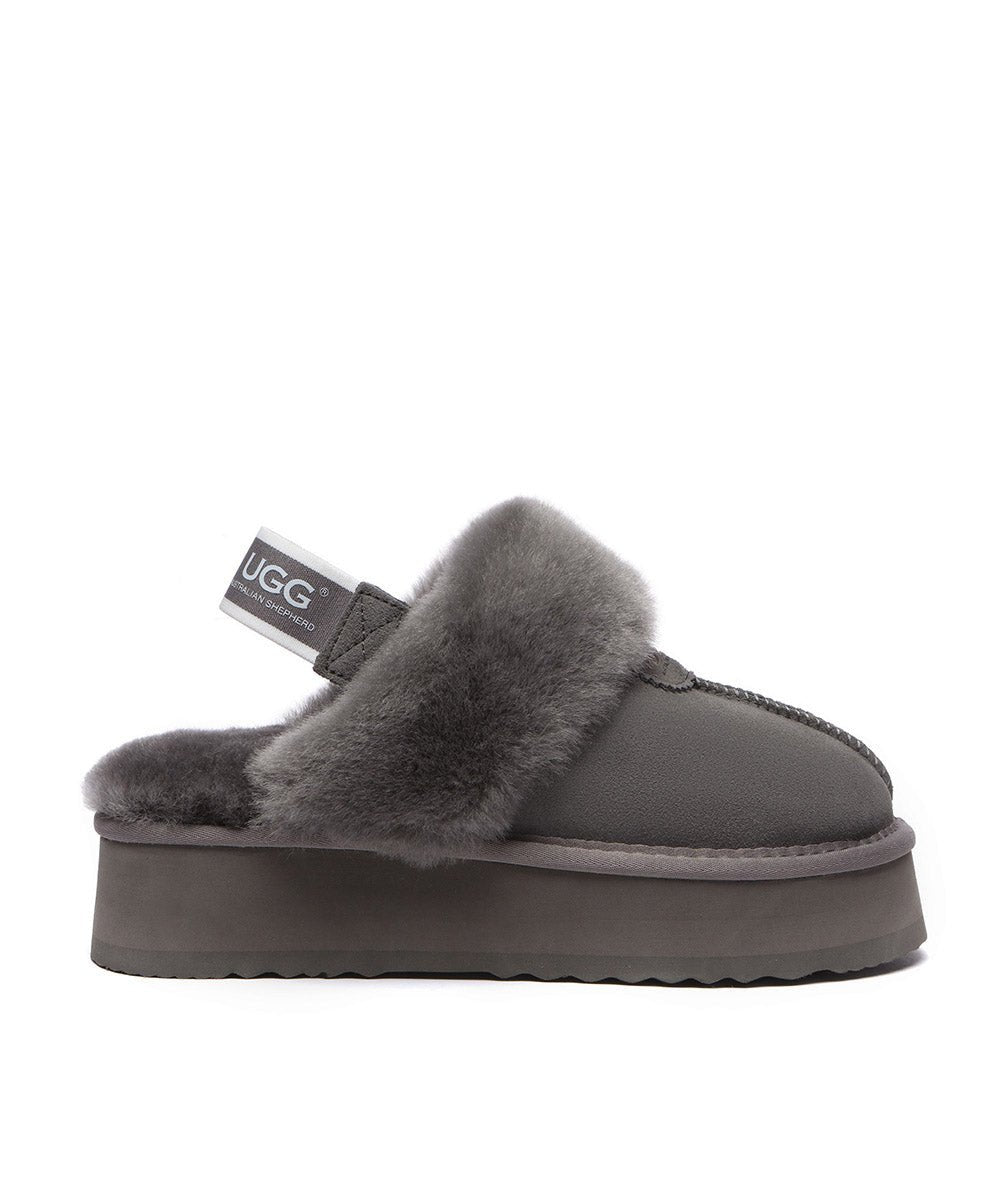 Women's UGG Platform Scuff Slippers - Cozy House Shoes for Indoor & Outdoor Wear - Perfect for Winter, Lounge & Home Comfort