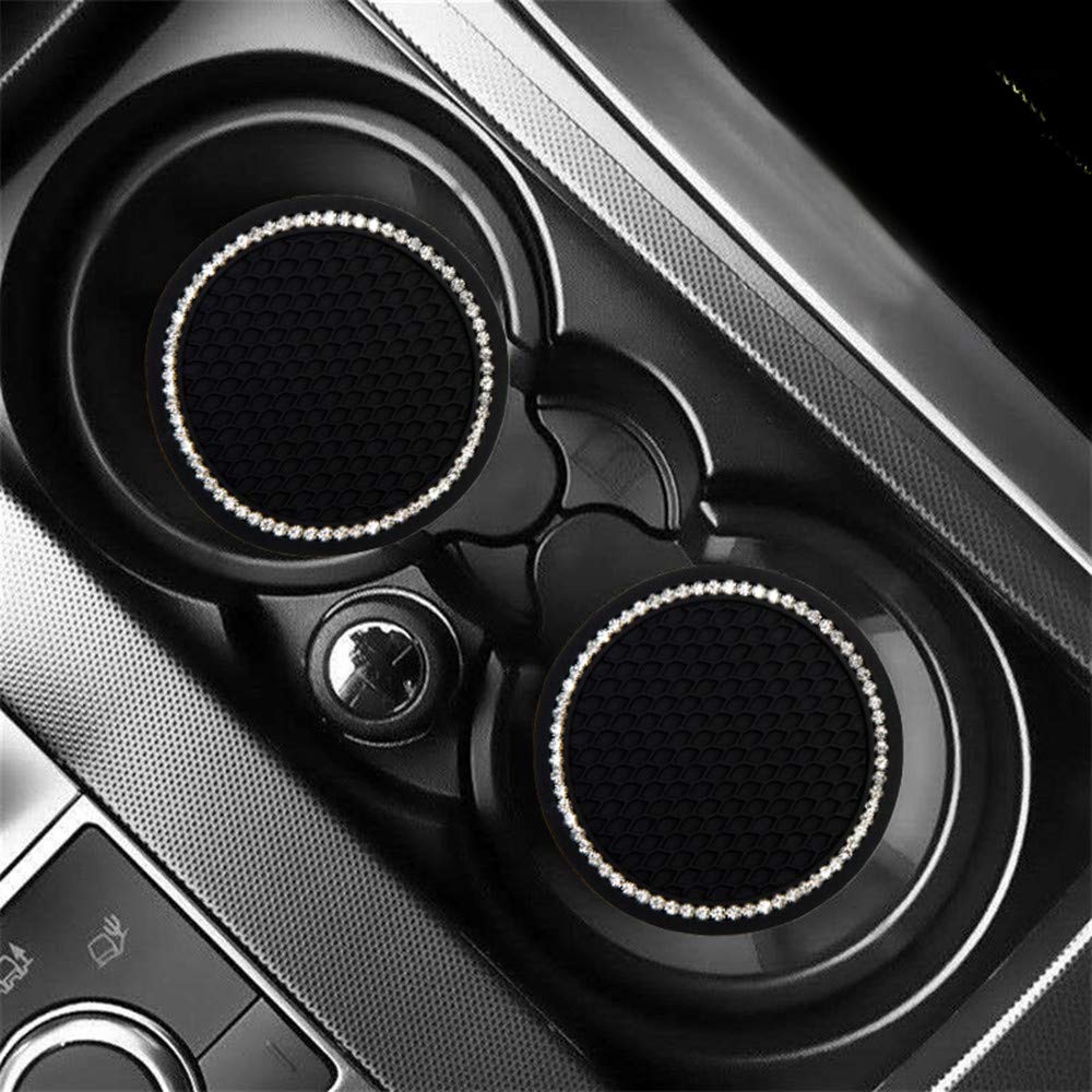 Silicone Anti-Slip Car Cup Holder Coasters - 2.75 Inch Non-Slip Drink Mats for Vehicles (Pack of 2, Black) - Perfect for Coffee, Soda & Water Bottles in Cars, Trucks & SUVs