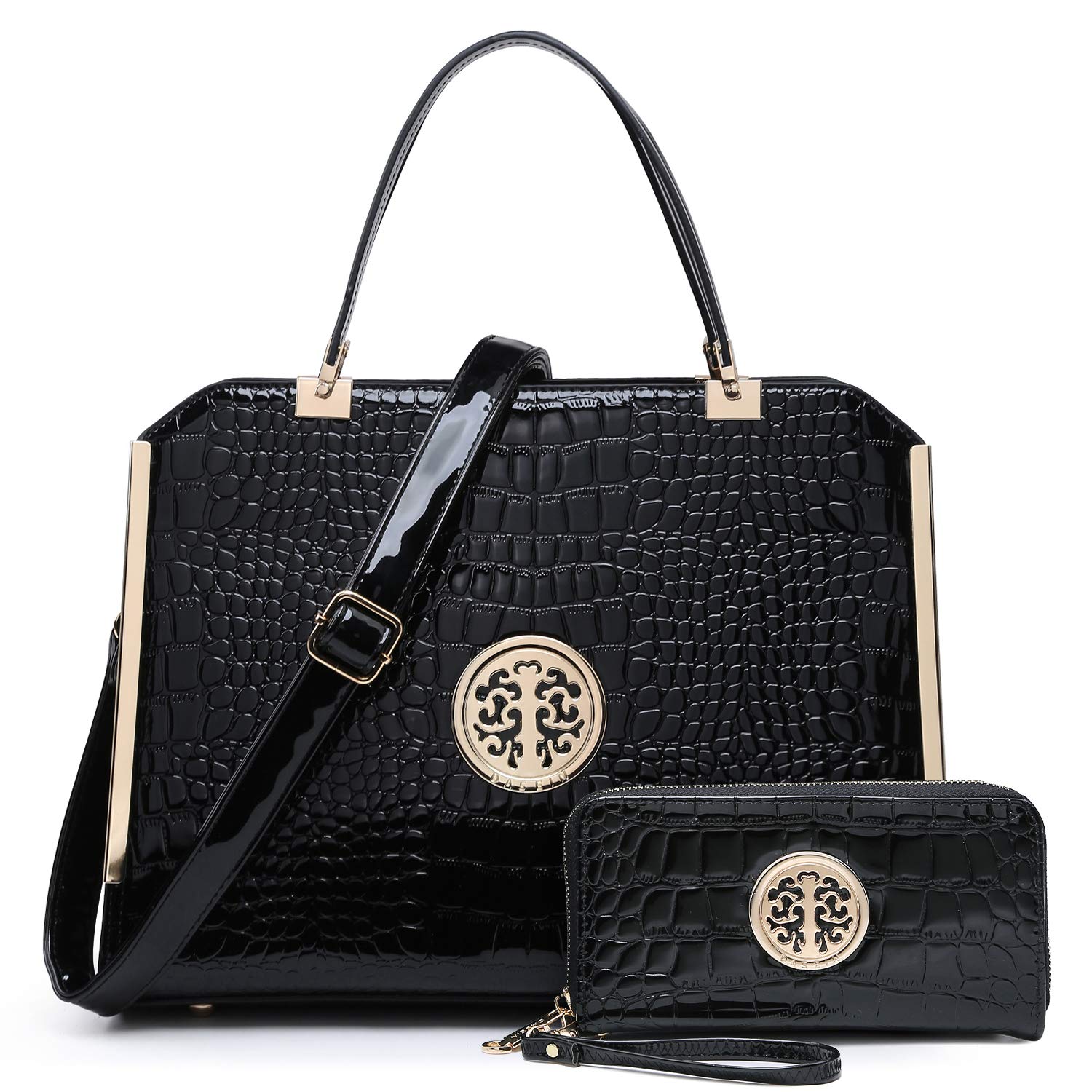 Dasein Women's Leather Tote Bag Large Top Handle Satchel Shoulder Work Purse with Wallet - Stylish Office Handbag for Professional Women, Business Commute & Travel