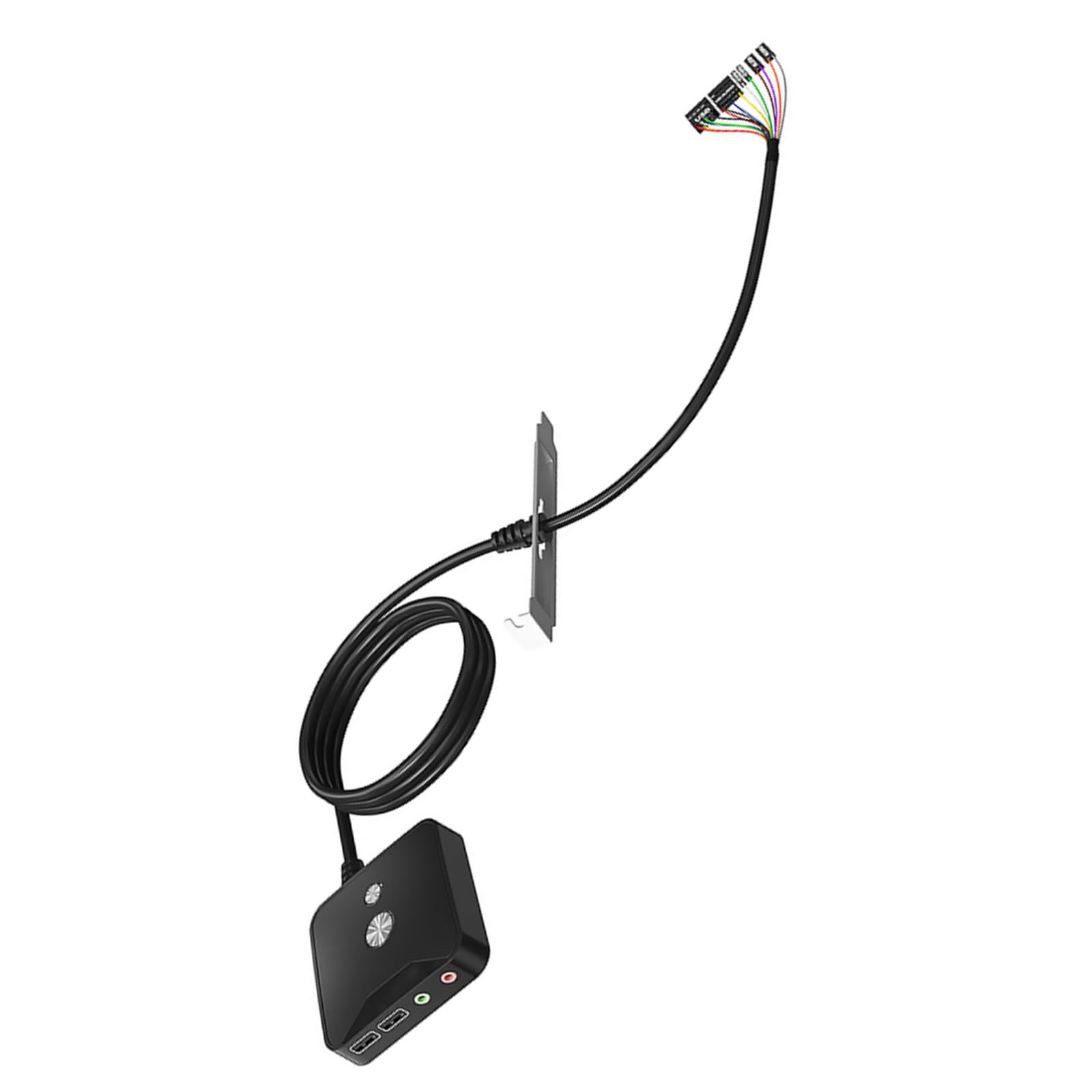 MOUDOAUER External PC Power Switch with USB & Audio Ports - ATX Desktop Computer Case Motherboard Power Button for Easy PC Control (Ideal for DIY Computer Builds, Server Racks, and Workstations)