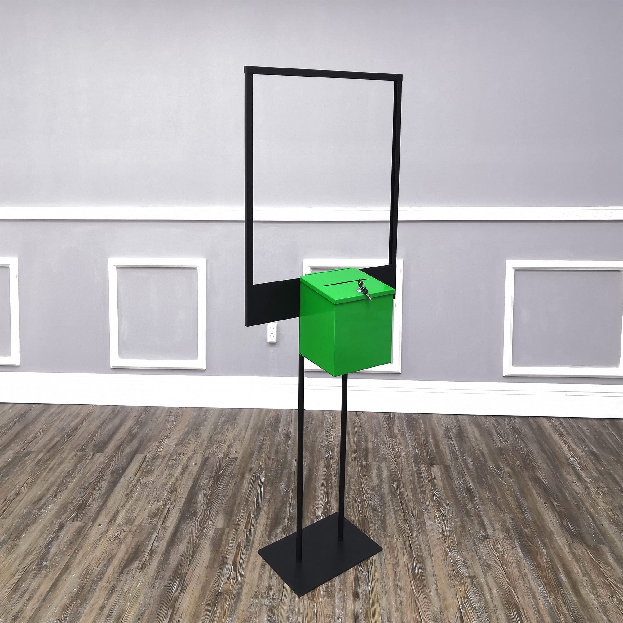 FixtureDisplays® Metal Donation Box with Poster Stand - 8.6