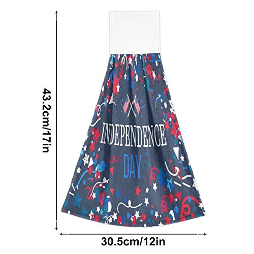 4th of July Kitchen Towels - Patriotic Independence Day Dish Cloths with Loops (2-Pack) | Super Absorbent & Soft Washcloths for Bathroom, Kitchen & Home Decor | Perfect for Holiday Parties, BBQ & American Flag Themed Decorations