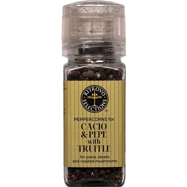 Premium Black Truffle Peppercorn Blend in Grinder - 2.3oz Gourmet Seasoning for Steak, Pasta & Fine Dining | Ritrovo Selections