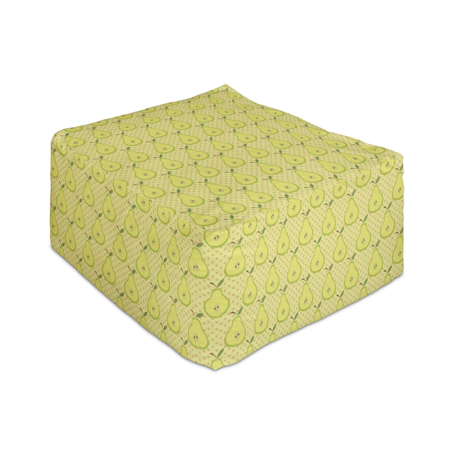 Ambesonne Fruits Pouf - Pear & Stars Ottoman for Living Room & Office