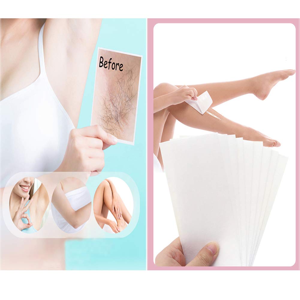 BlingKingdom 100pcs Premium Waxing Strips for Hair Removal - Face, Arms, Legs, Bikini & Body | Painless Wax Strips for Women & Men | Perfect for Home Spa & Salon Use