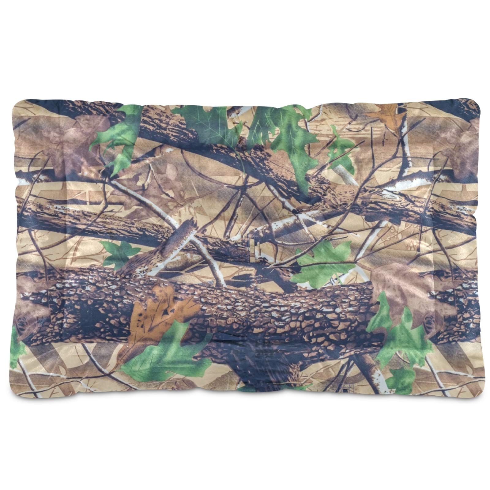 Military Camo Dog Bed - Rectangle Ultra Soft Comfortable Pet Bed for Small Medium Large Dogs & Cats, 36x24 Inch - Calming Bed for Anxiety Relief & Home Decor