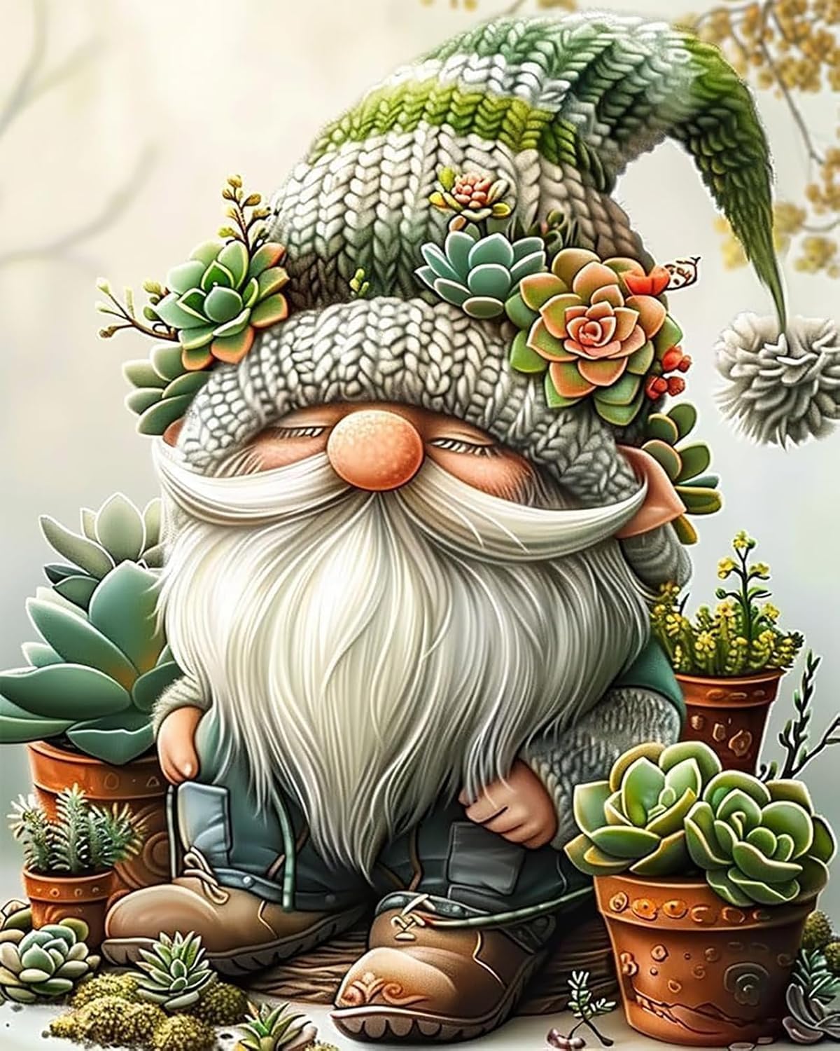 5D Diamond Painting Kits for Adults - Full Drill Round Gem Art DIY Gnome Design (12x16 Inch) | Home Wall Decor, Stress Relief & Creative Gift Idea | Perfect for Relaxation, Bedroom Art & Craft Projects
