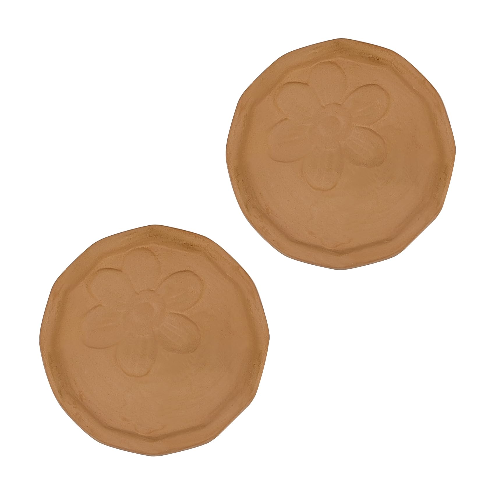 Natural Clay Brown Sugar Saver & Softener - 2 Pack Terra Cotta Moisture Absorber for Foods & Spices (Flower Design) | Keep Brown Sugar Fresh for Baking, Coffee & Cooking