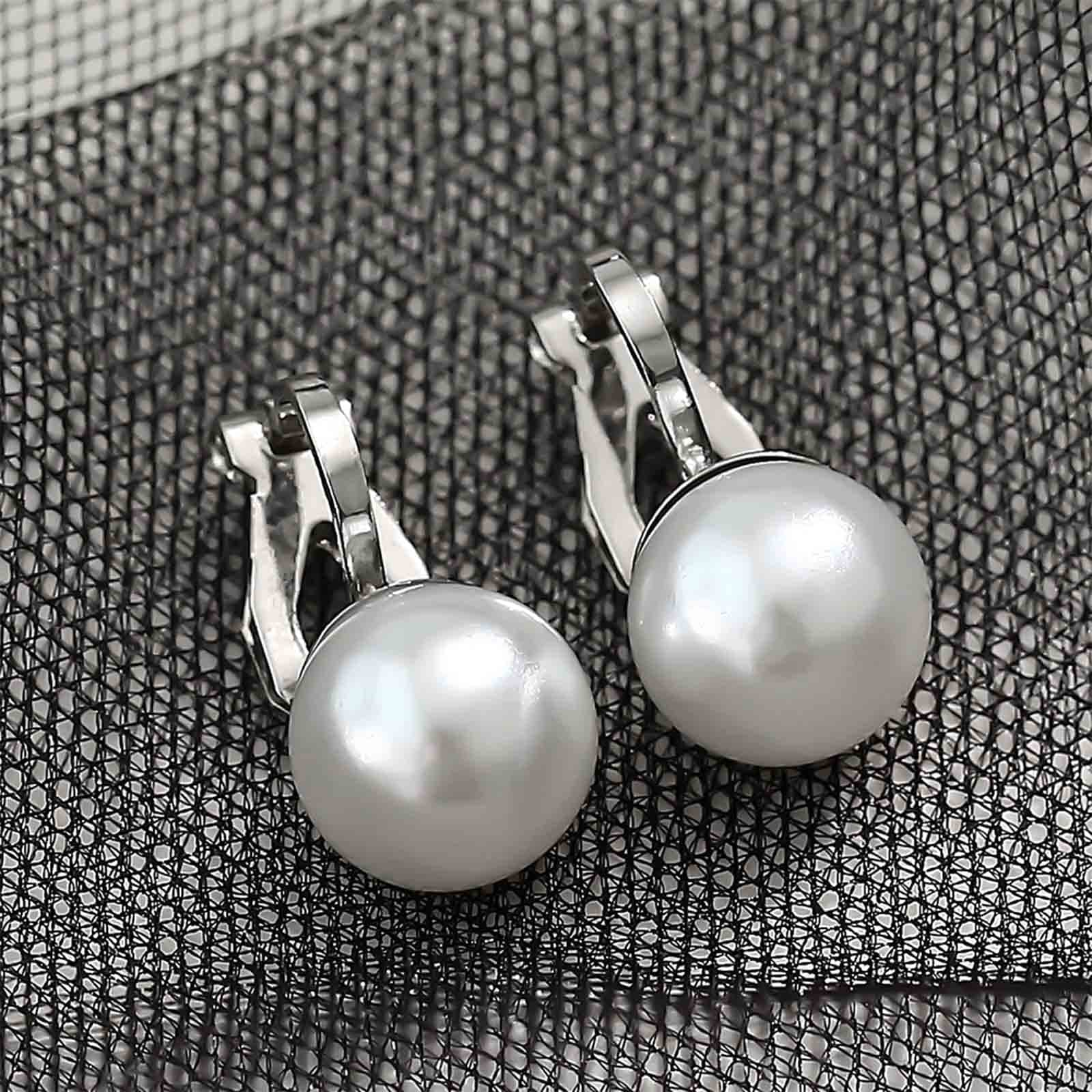 Boho Pearl Stud Earrings for Women - Silver Pearl Wrap Vintage Clip-On Earrings (No Piercing) | Perfect for Weddings, Parties & Everyday Wear