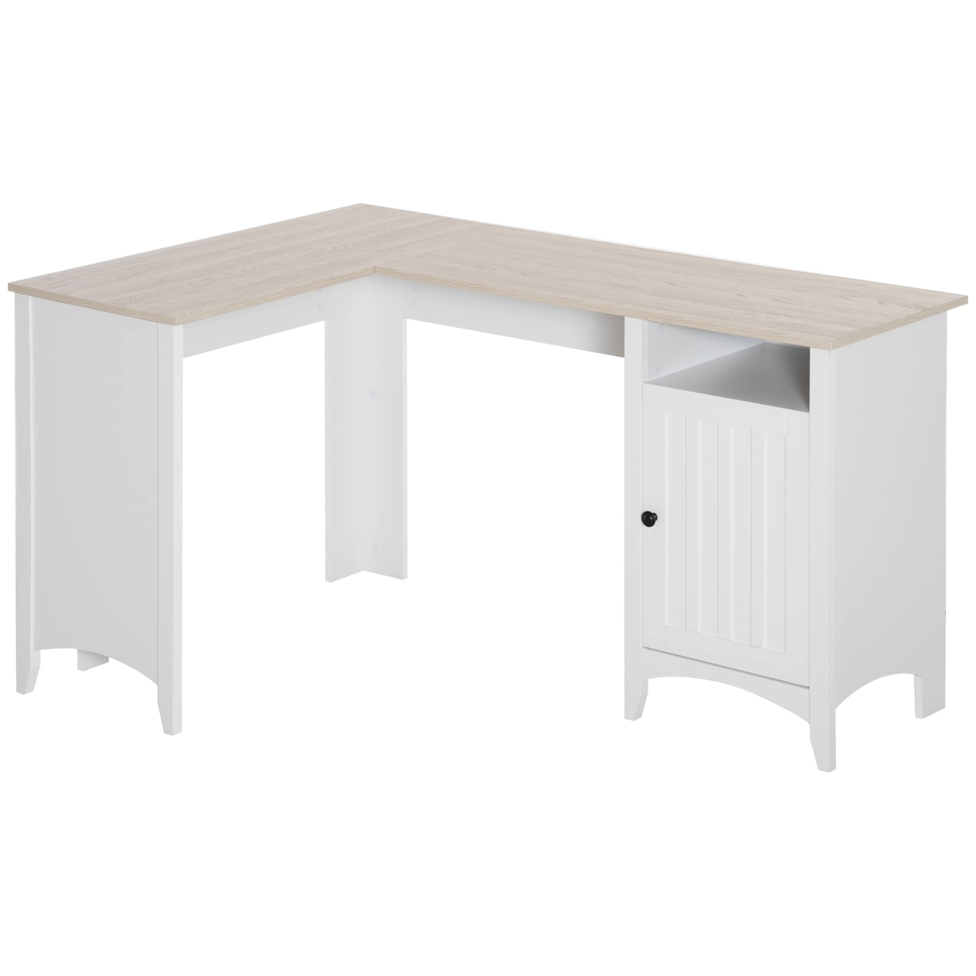 HOMCOM L-Shaped Computer Desk with Storage, White - Home Office & Gaming Setup