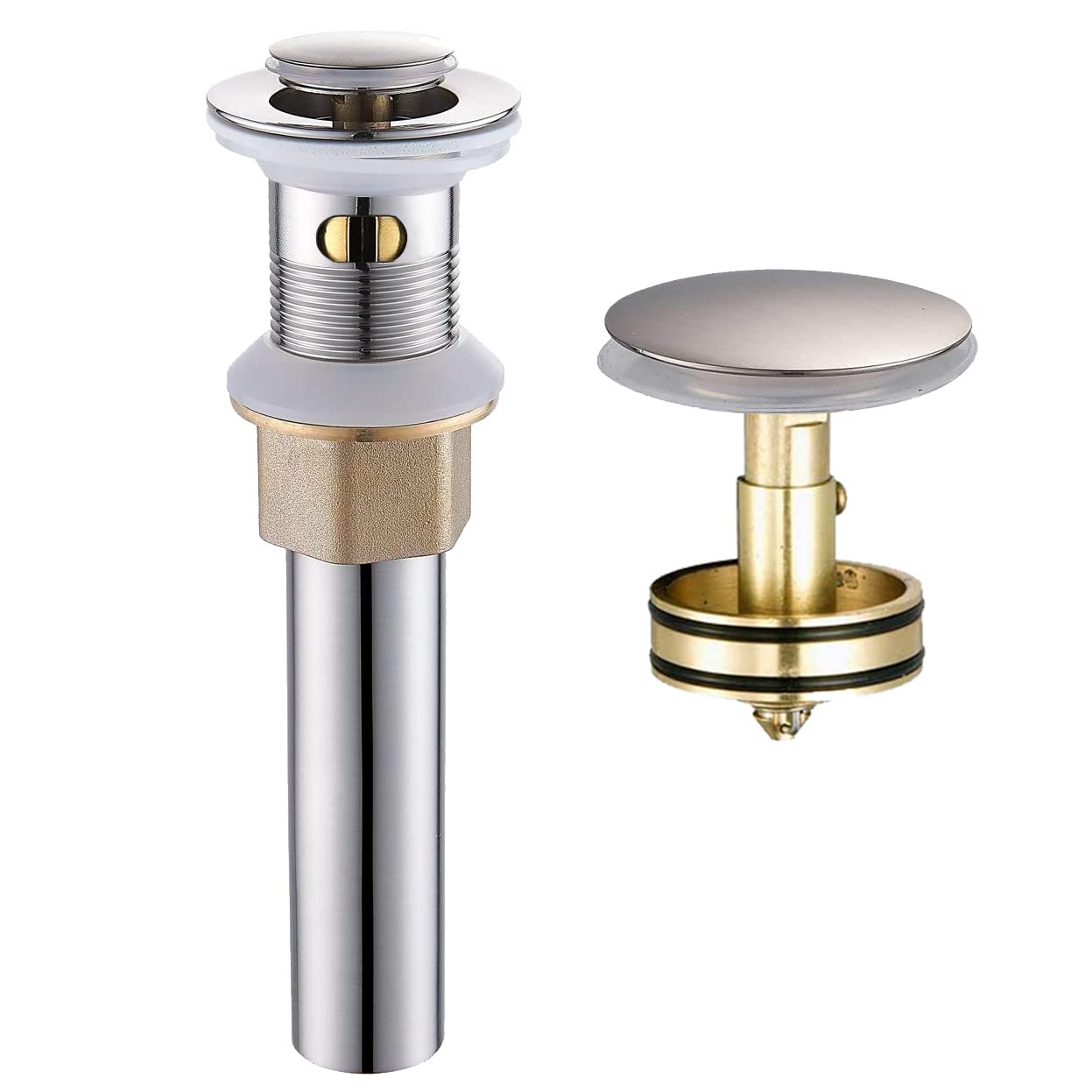 Wovier Brushed Nickel Vessel Sink Faucet with Pop-Up Drain Stopper & Overflow - Modern Bathroom Vanity Sink Faucet for Vessel & Countertop Basins (Perfect for Bathroom Remodel & Luxury Home Upgrade)