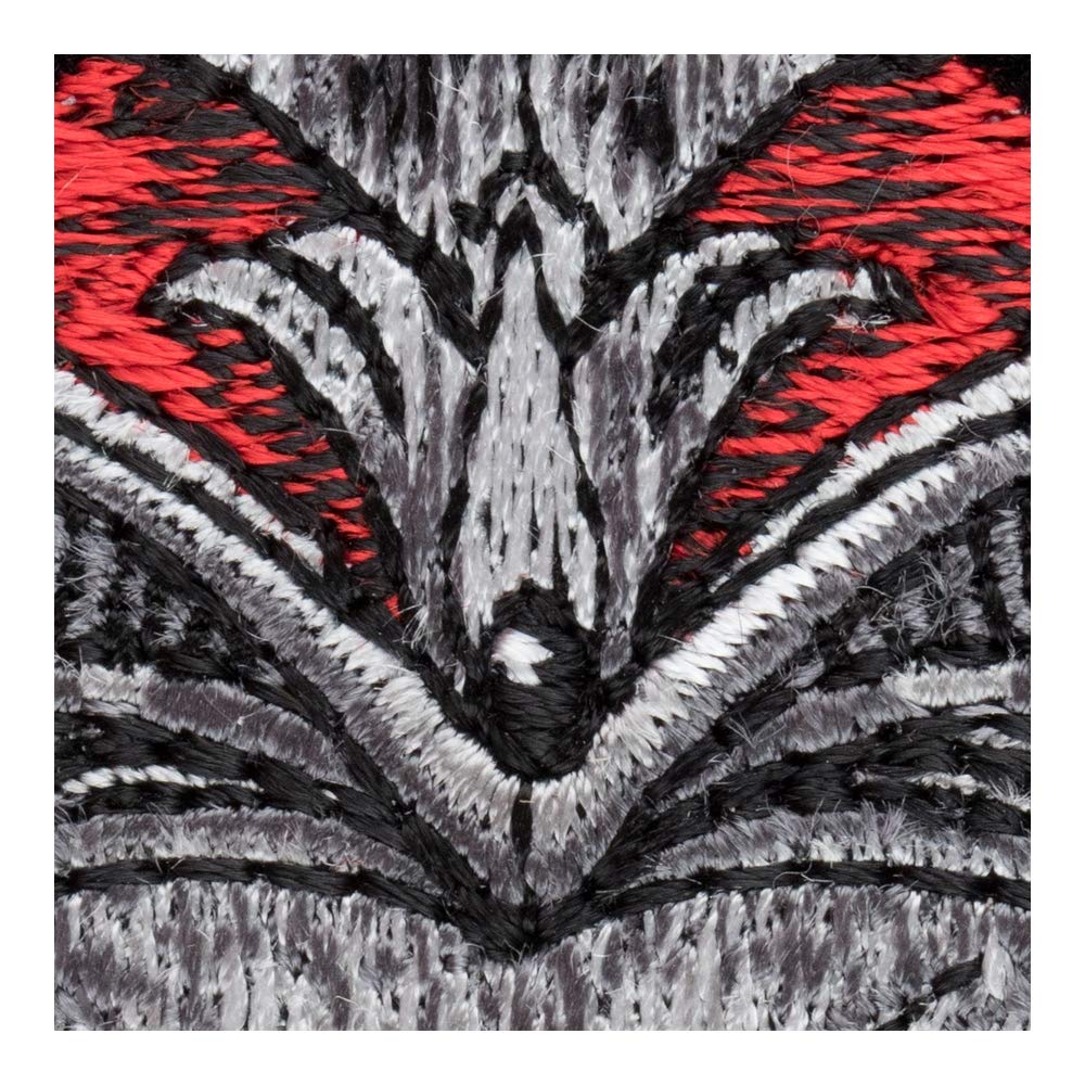 Samurai Skull Iron On Patch - 2.5x3.5 Inch Embroidered Red & Gray DIY Sew On Patches for Jackets, Jeans, Bags - Perfect for Punk, Gothic, Biker Fashion & DIY Clothing Customization