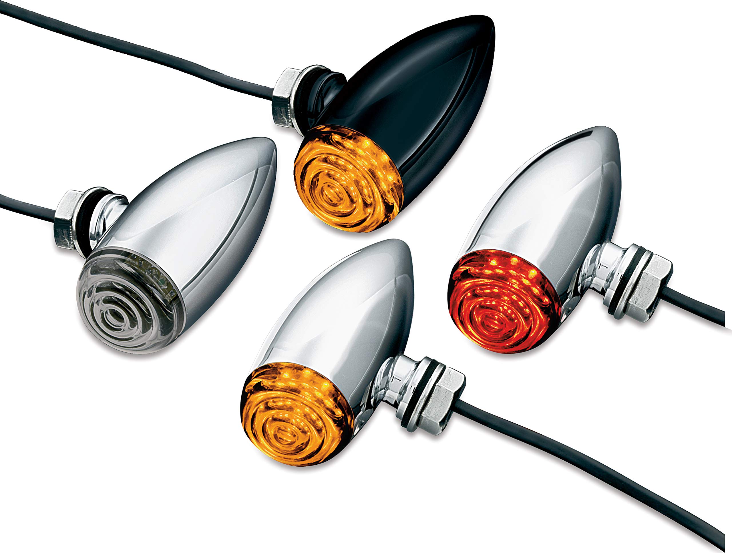 Kuryakyn 2504 LED Mini Bullet Auxiliary Turn Signal Marker Lights - Amber Gloss Black Pair | Motorcycle Lighting Accessory for Enhanced Visibility & Safety | Perfect for Harley, Cruiser & Touring Bikes