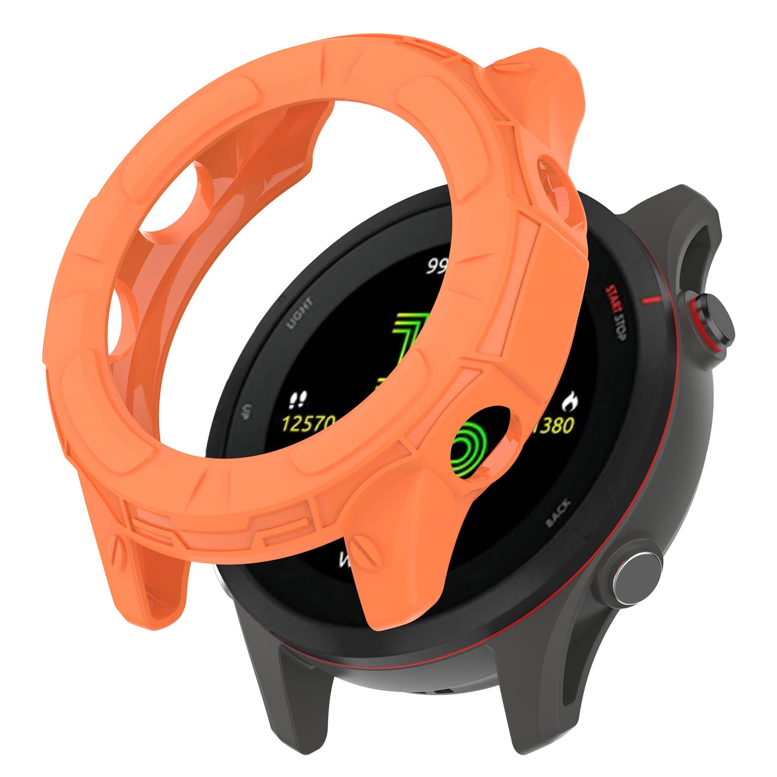 Garmin Forerunner 955/955 Solar Watch Case Cover - TPU Screen Protector & Anti-Scratch Bumper Protective Shell (Orange/Blue/Black) | Perfect for Running, Hiking & Outdoor Sports